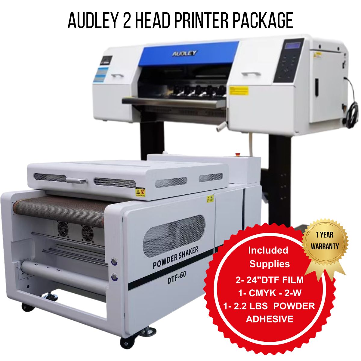 AUDLEY 24 inch DTF printer package dual Epson I3200 with powder shaker direct to film printing system