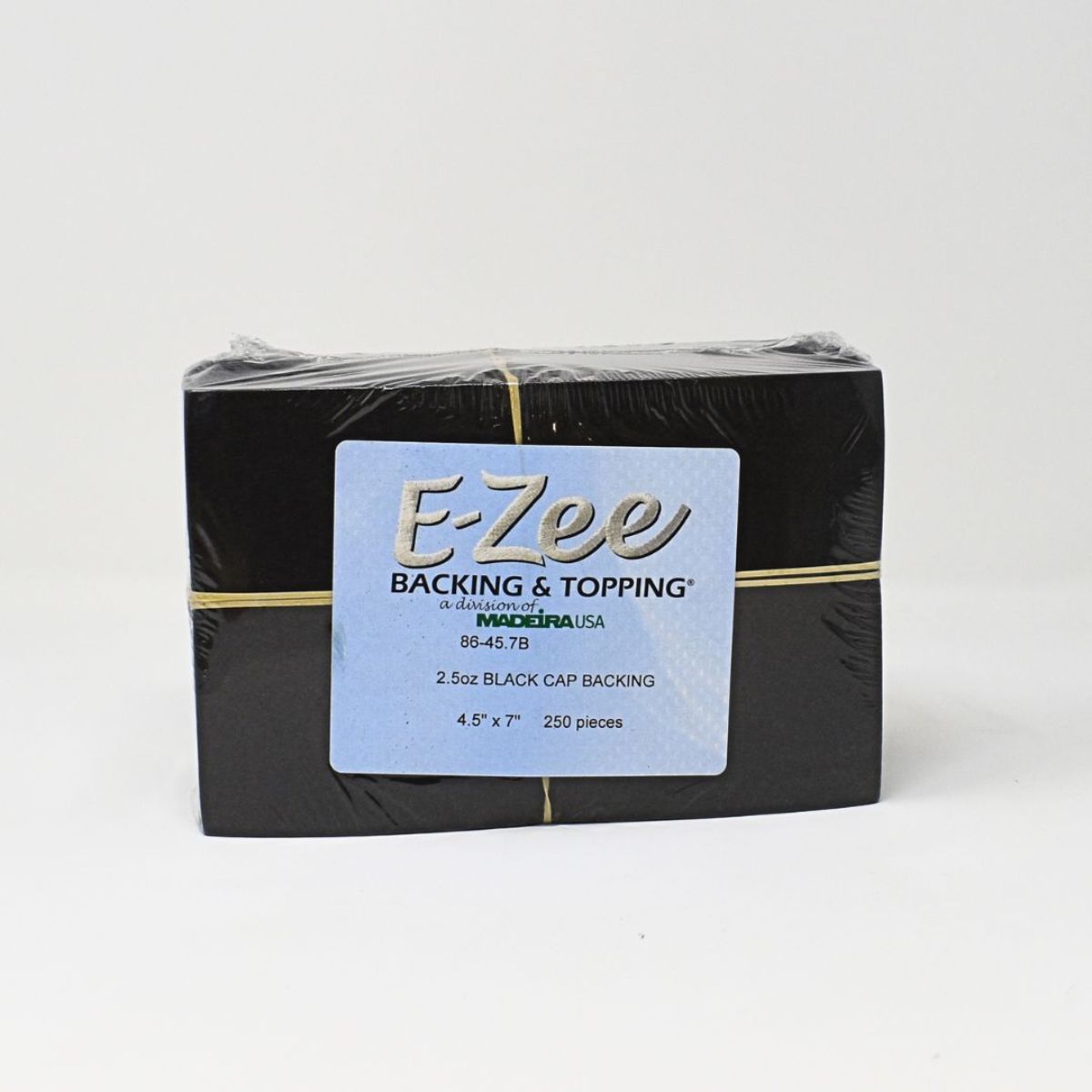 Madeira E-Zee Cap Supreme 2.5 oz black tear-away embroidery stabilizer 4.5 x 7 inches 250-pack
