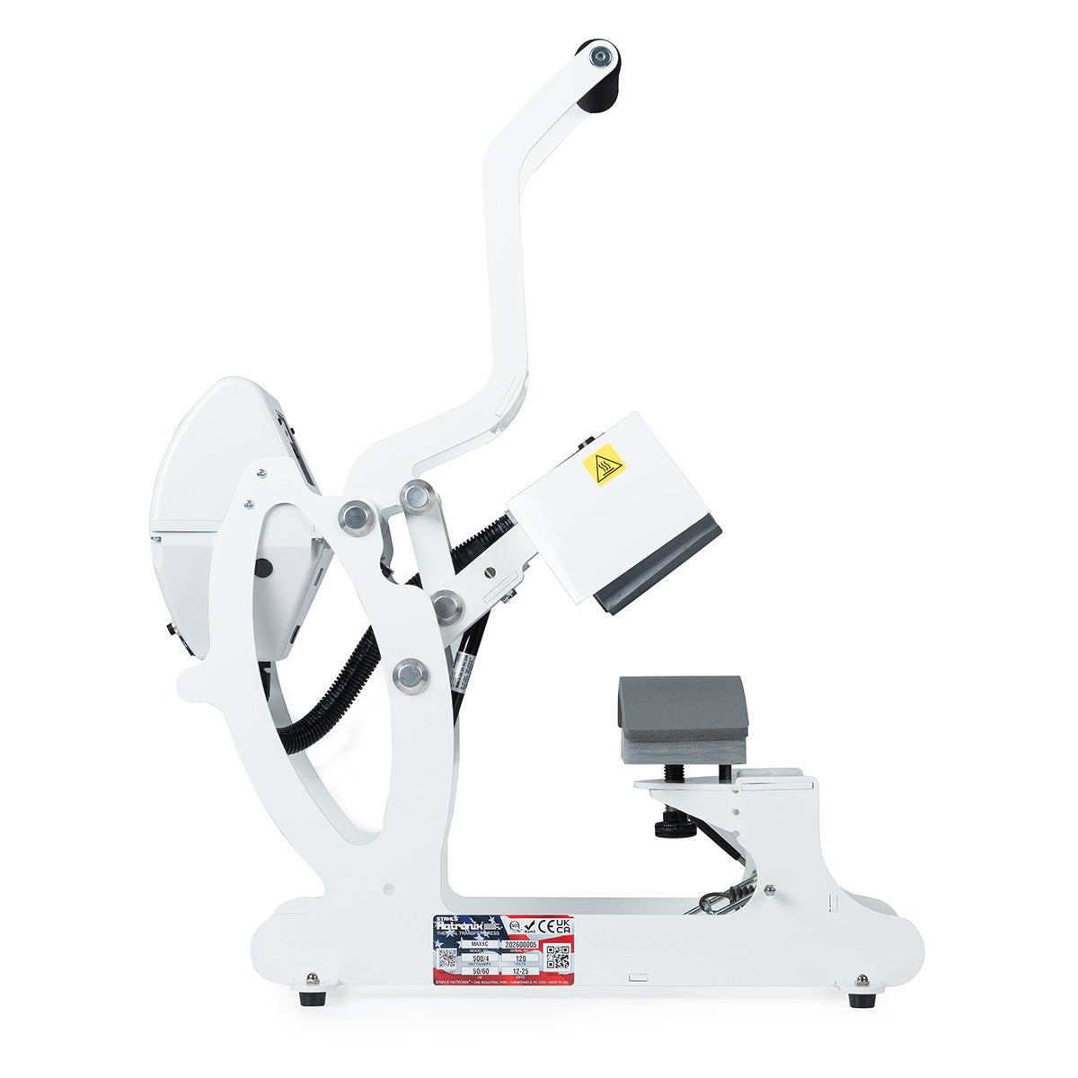 Hotronix MAXX 250 cap heat press shown from the side in the open position