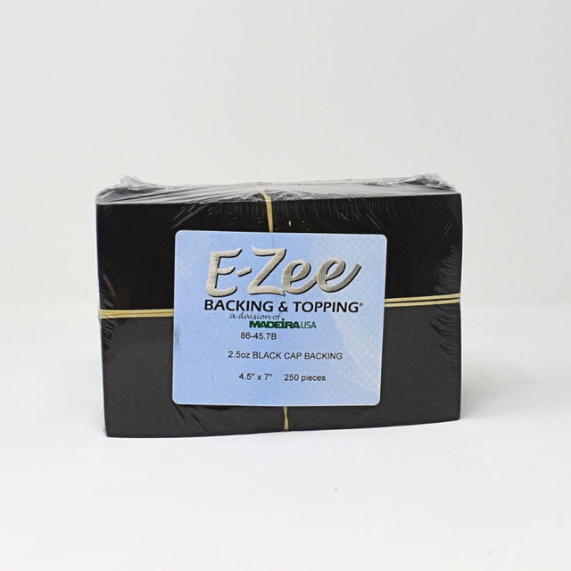 Madeira E-Zee Cap Supreme 2.5 oz black tear-away embroidery stabilizer 4.5 x 7 inches 250-pack