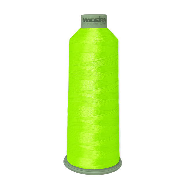Madeira Polyneon 918-1599 Fluorescent Green #40 embroidery thread 5500 yard cone